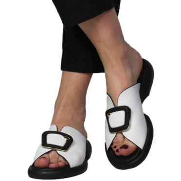 Klapki Boccato 0450-005 White Leather SYH  Skóra Naturalna