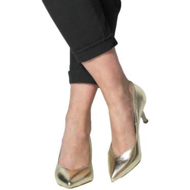 Szpilki Wygodne Prestige 2263/SZP Złoty Lico Skóra Naturalna