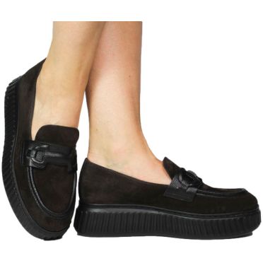 Mokasyny Wonders A-5203 Charme Testa Wild Negro Skóra Naturalna