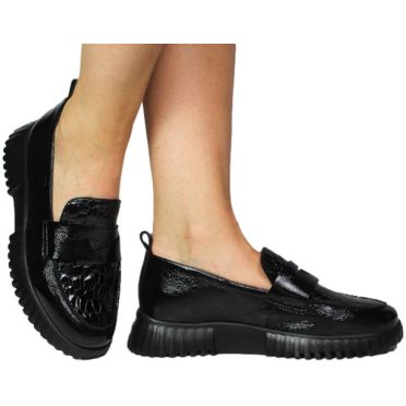 Mokasyny Wonders A-4420 Lack Negro Gakil Negro Skóra Naturalna