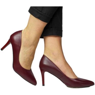 Szpilki Eleganckie Prestige 2106/SZP Bordo-Lico  Skóra Naturalna