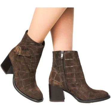 Botki Boccato 1212 Brąz Croco 321 Skóra Naturalna