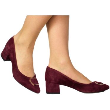 Czółenka Stylowe Prestige 2319/OBL Bordo Zamsz Skóra Naturalna